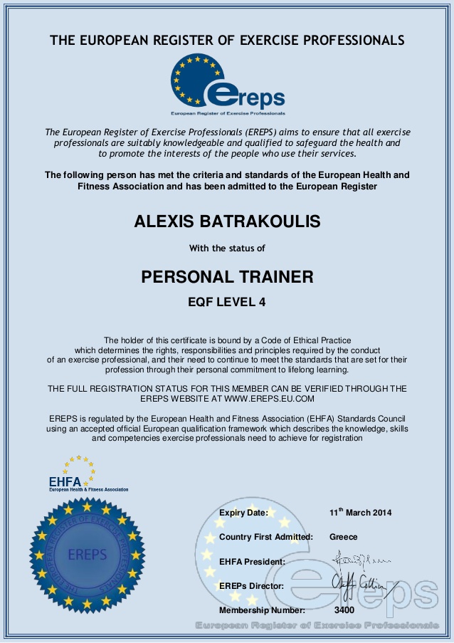 EREPS Membership Certificate